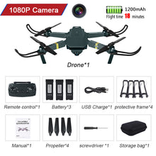 Load image into Gallery viewer, WIFI FPV Drone 4K With Camera Wide Angle HD 1080P Camera Hight Hold Mode Foldable Arm RC Quadcopter Drone Pro RTF Dron For Gift