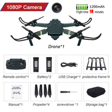 Load image into Gallery viewer, WIFI FPV Drone 4K With Camera Wide Angle HD 1080P Camera Hight Hold Mode Foldable Arm RC Quadcopter Drone Pro RTF Dron For Gift
