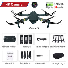 Load image into Gallery viewer, WIFI FPV Drone 4K With Camera Wide Angle HD 1080P Camera Hight Hold Mode Foldable Arm RC Quadcopter Drone Pro RTF Dron For Gift
